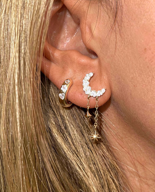 Celestial Tassel & Heart Hoop Earrings Stackable Set