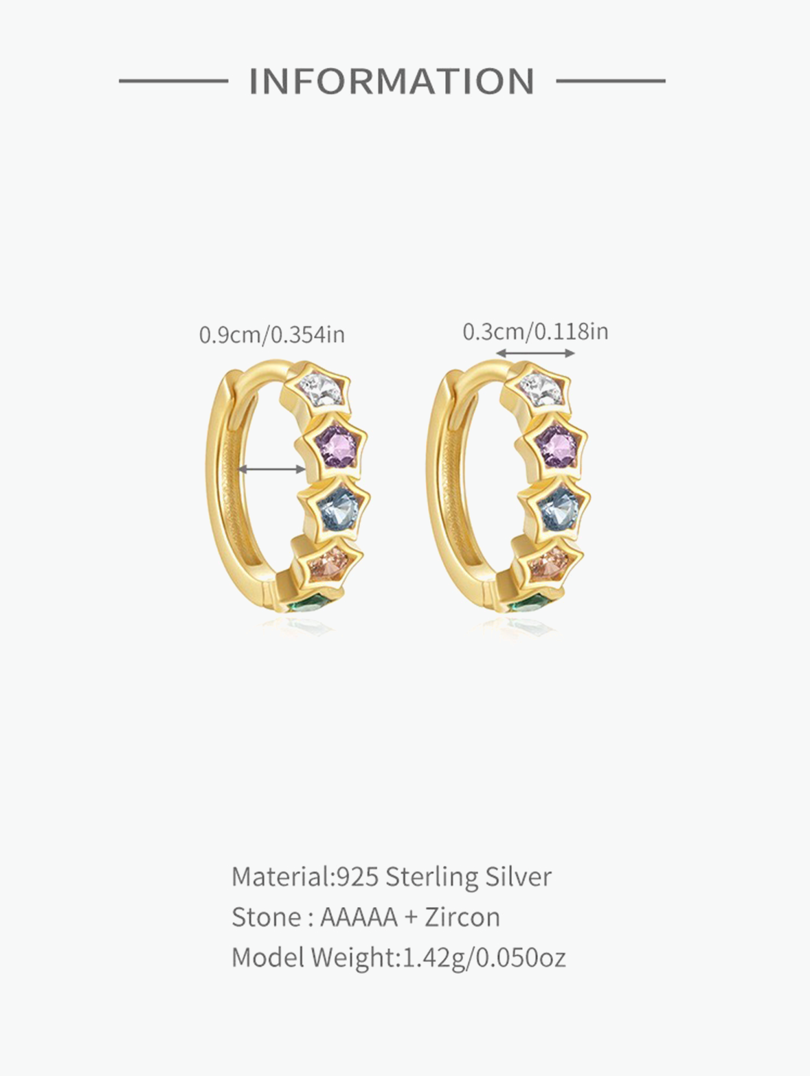 Rainbow Star Hoop Earrings