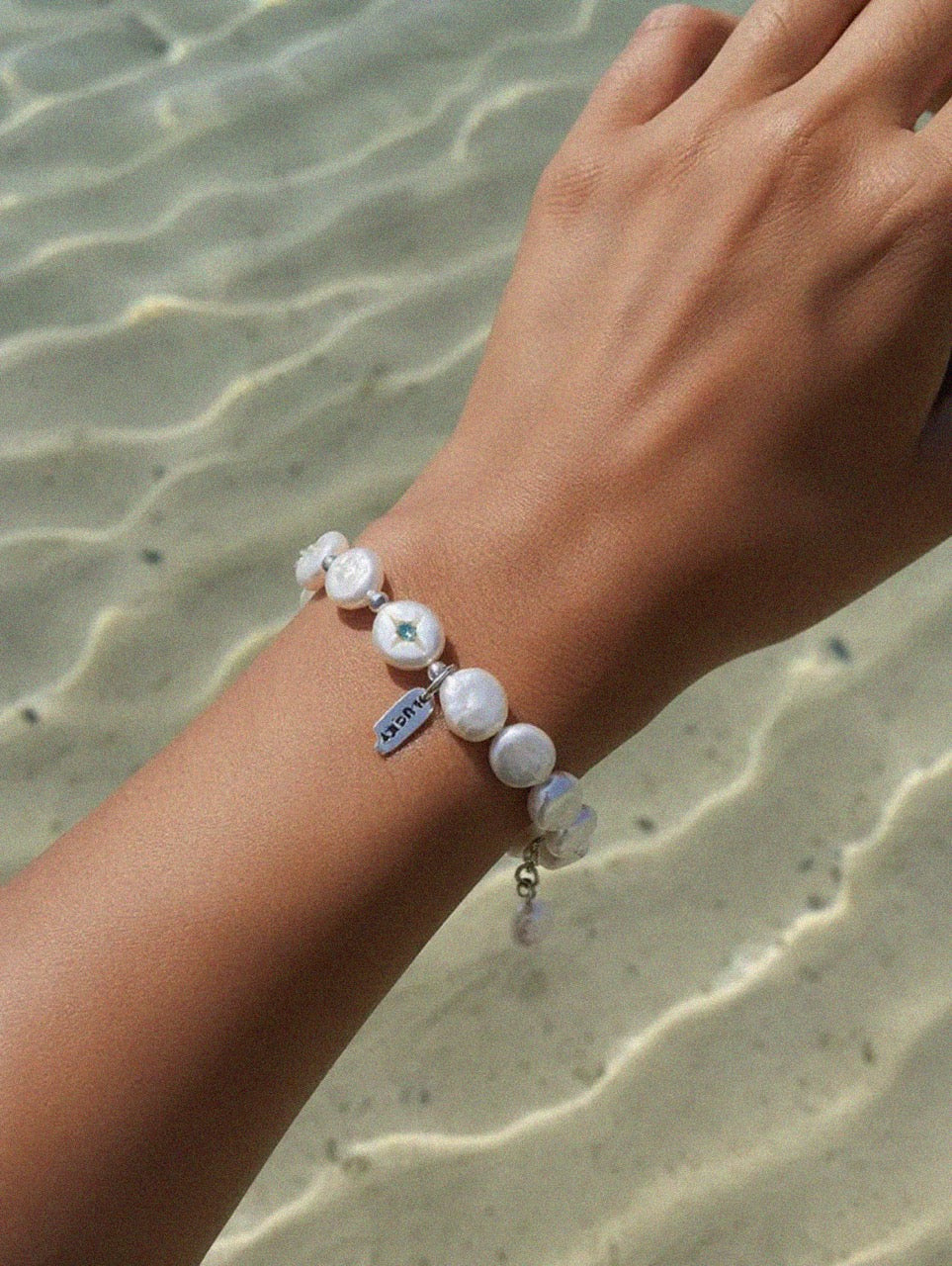 Charm  Button Pearl Bracelet
