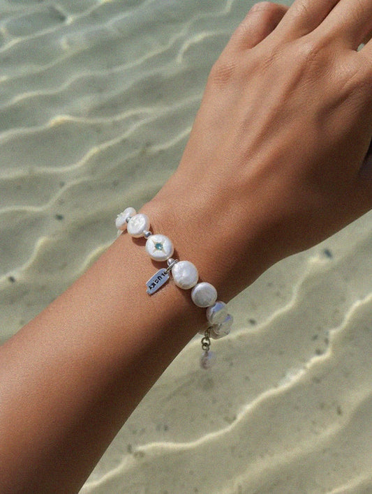 Charm  Button Pearl Bracelet