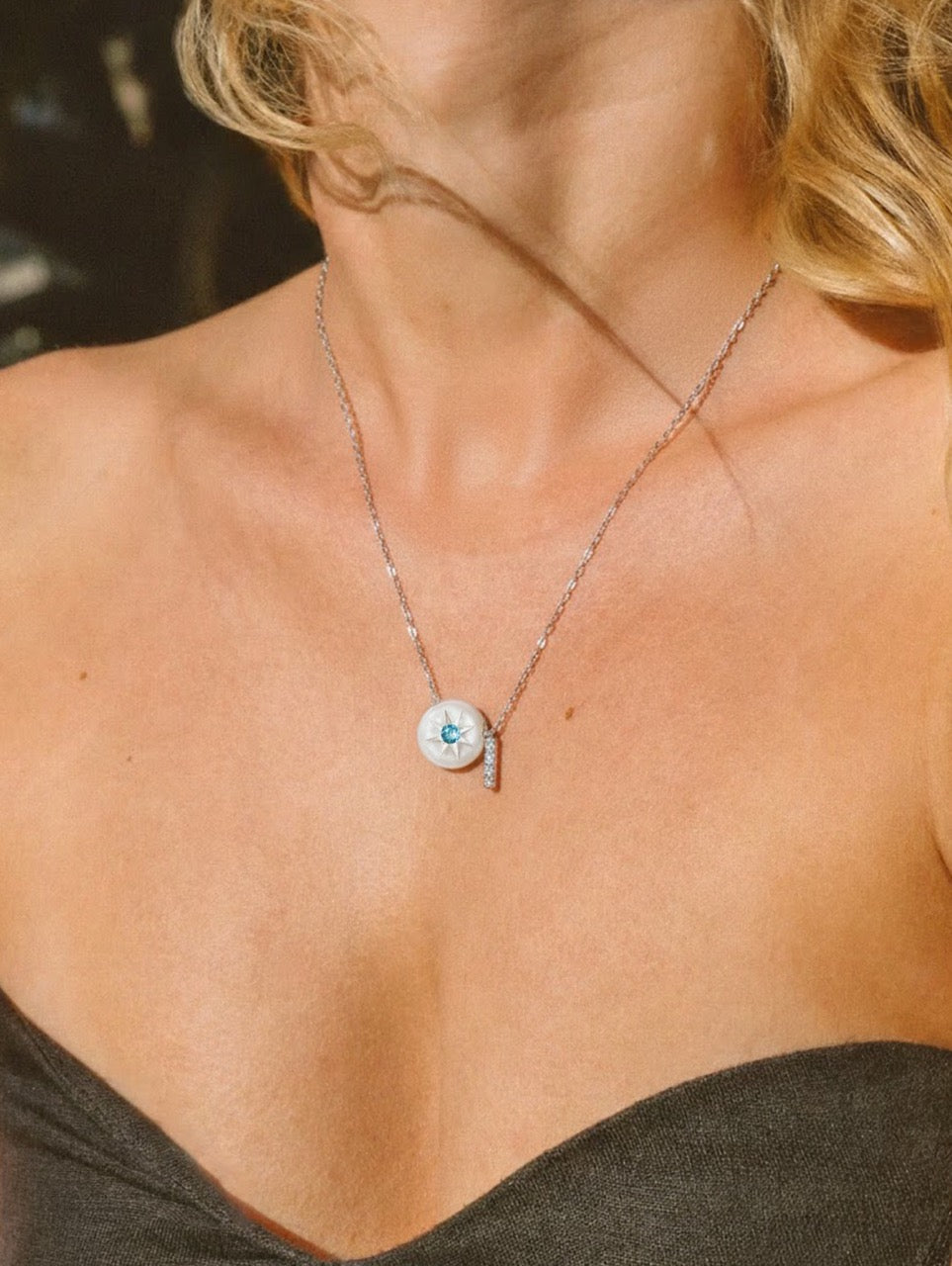 Hand-Carved Button Pearl Necklace