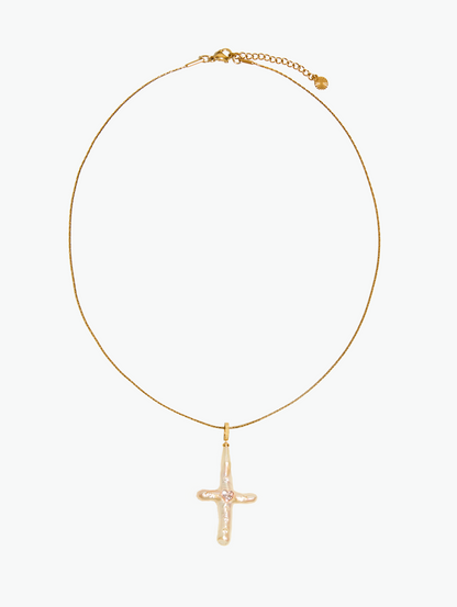 Polinsh Jewelry | Handcrafted Baroque Pearl &  Cross Necklace