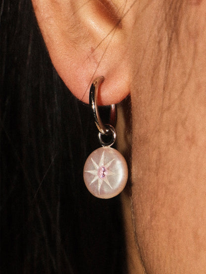 Carved Button Pearl Earrings