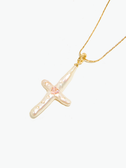Polinsh Jewelry | Handcrafted Baroque Pearl &  Cross Necklace