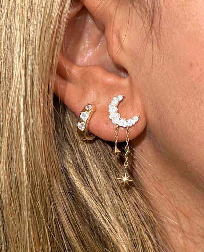 Celestial Tassel & Heart Hoop Earrings Stackable Set