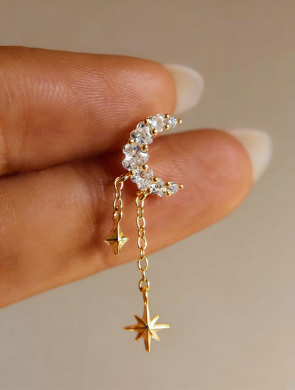 Celestial Tassel & Heart Hoop Earrings Stackable Set