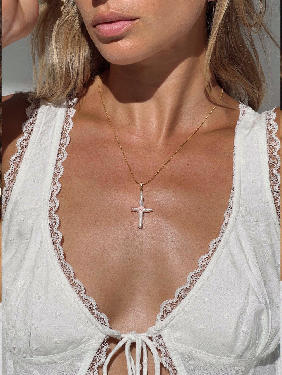 Polinsh Jewelry | Handcrafted Baroque Pearl &  Cross Necklace