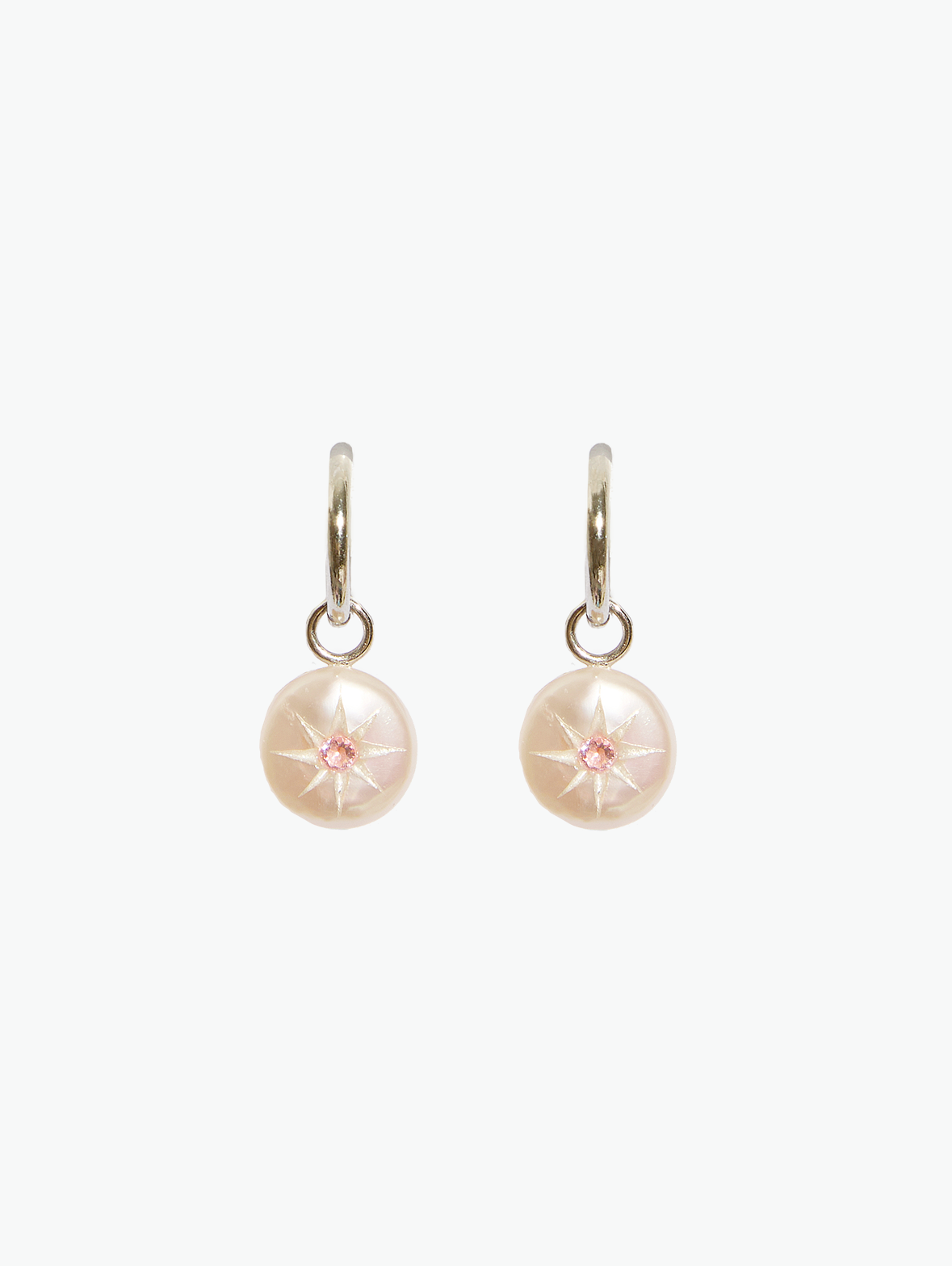 Carved Button Pearl Earrings