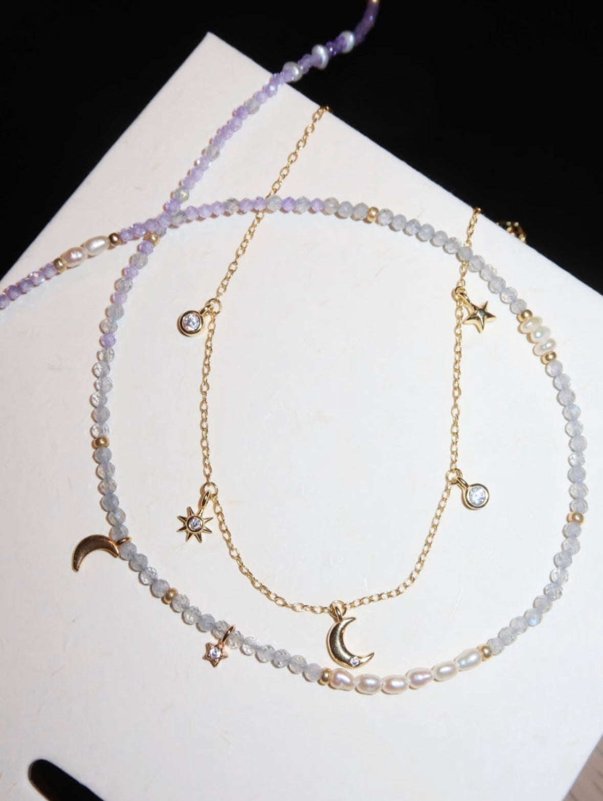 Star & Moon Diamond Layered Necklace