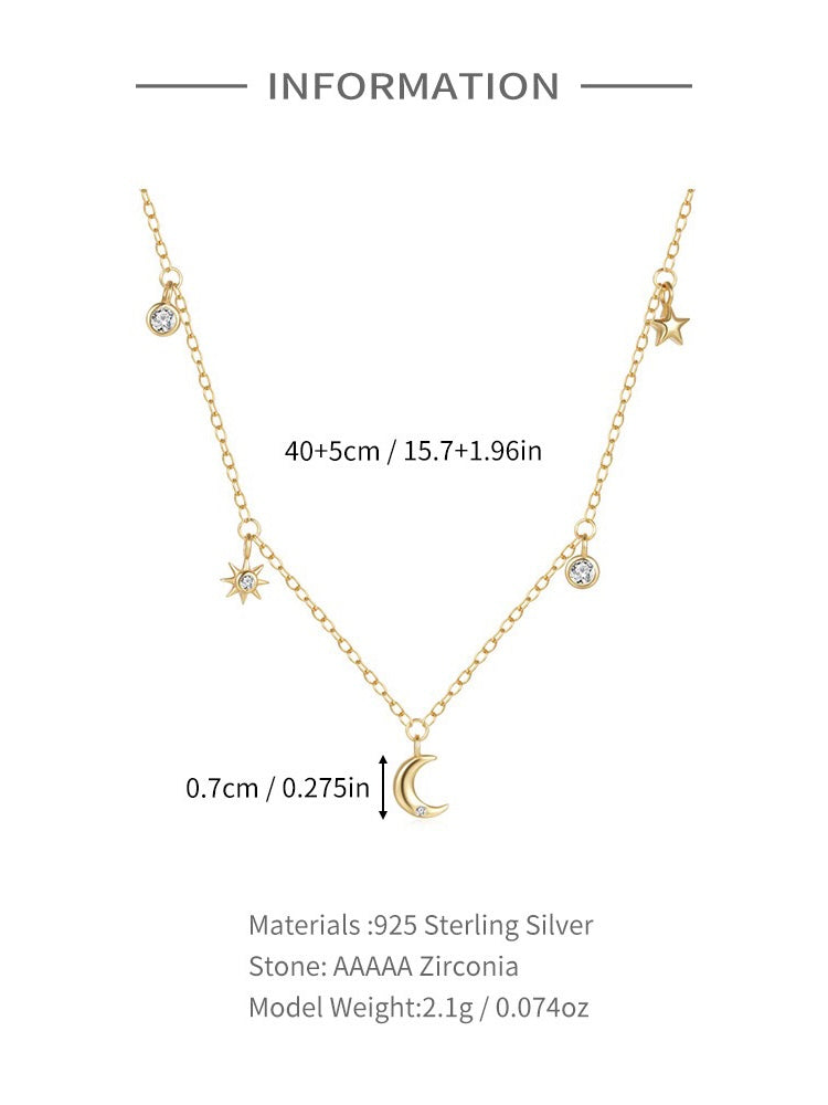 Star & Moon Diamond Layered Necklace