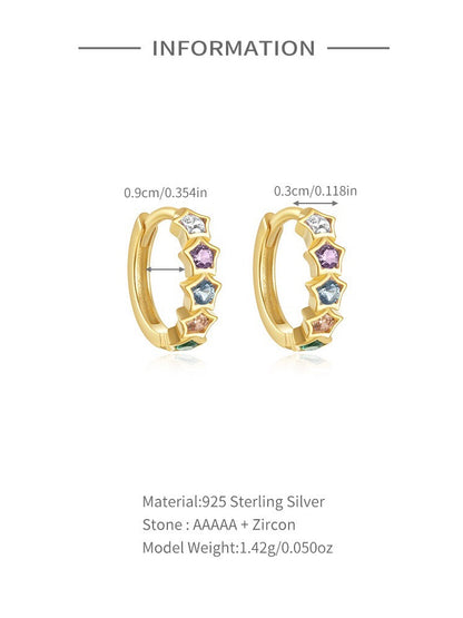 Rainbow Star Hoop Earrings