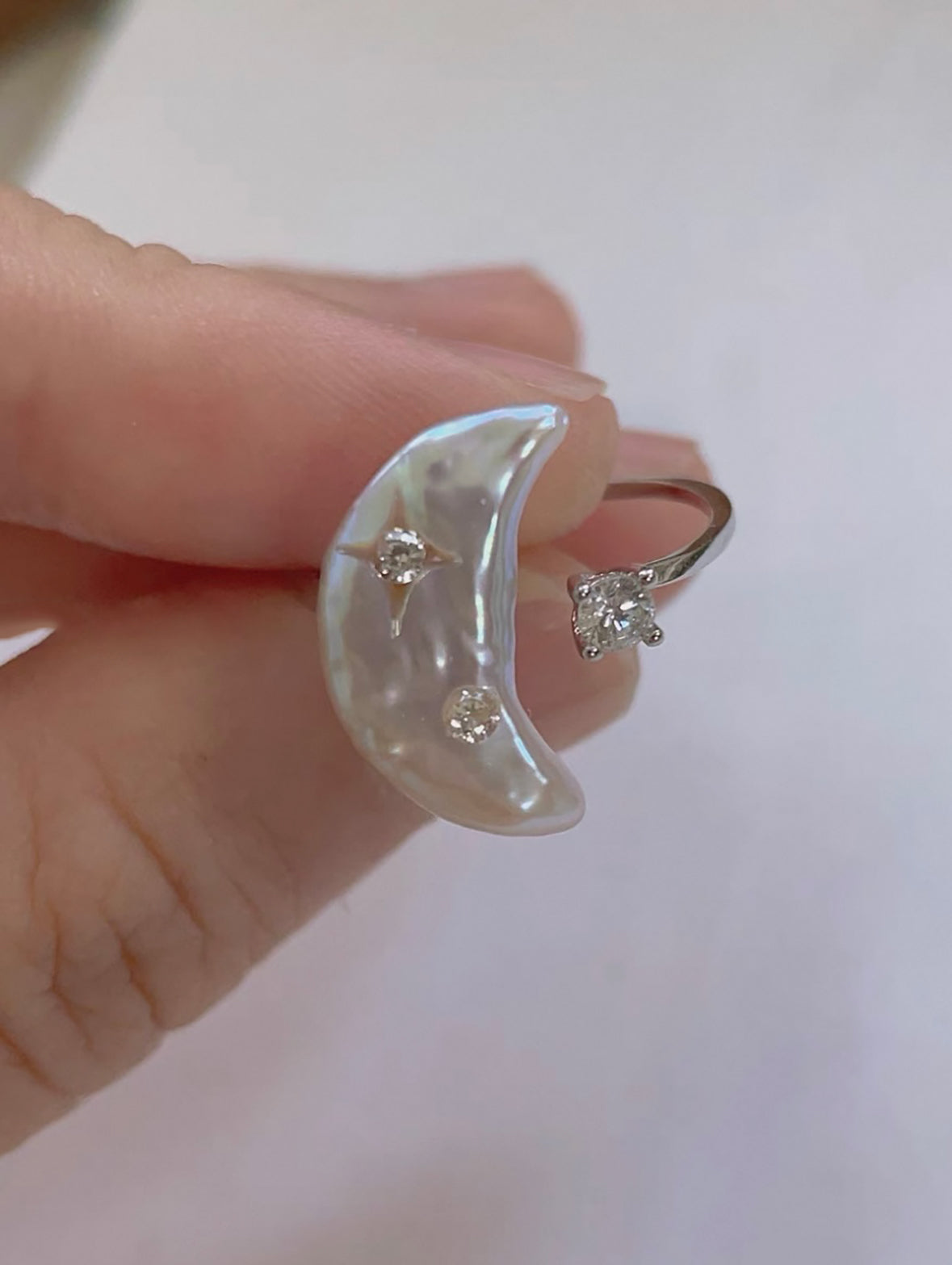 Moon Baroque Pearl Ring