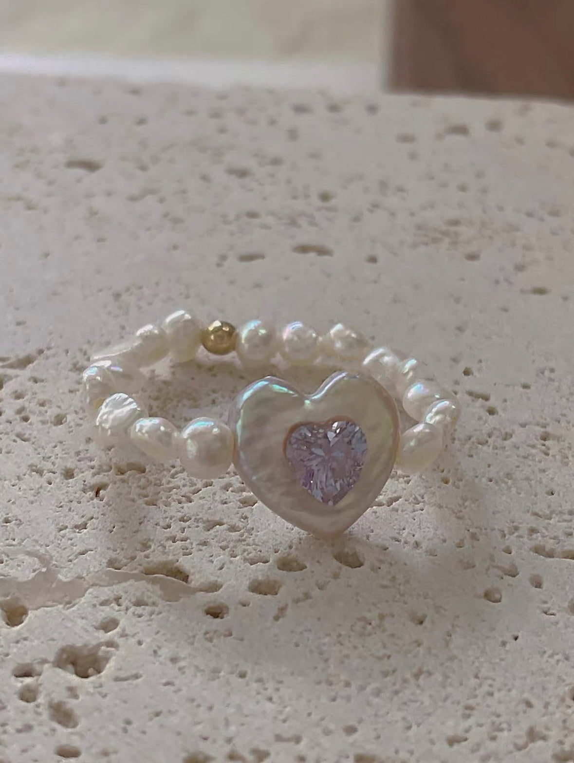 Heart-Shaped Baroque Pearl Ring