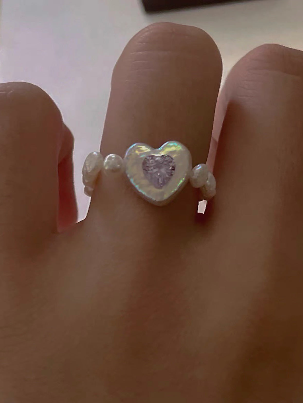 Heart-Shaped Baroque Pearl Ring