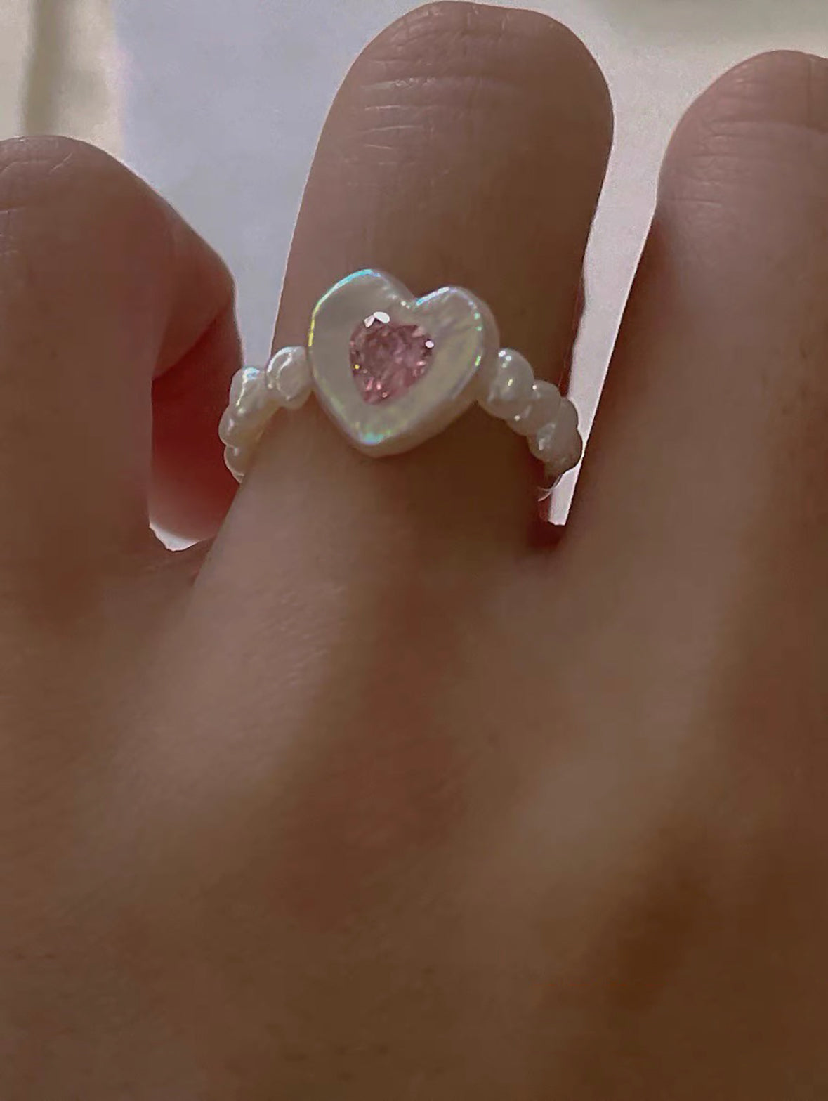 Heart-Shaped Baroque Pearl Ring