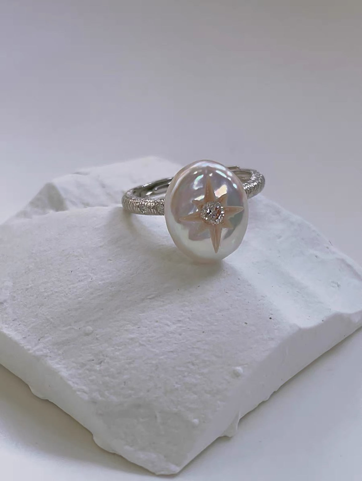 Hexagram Star Pearl Ring