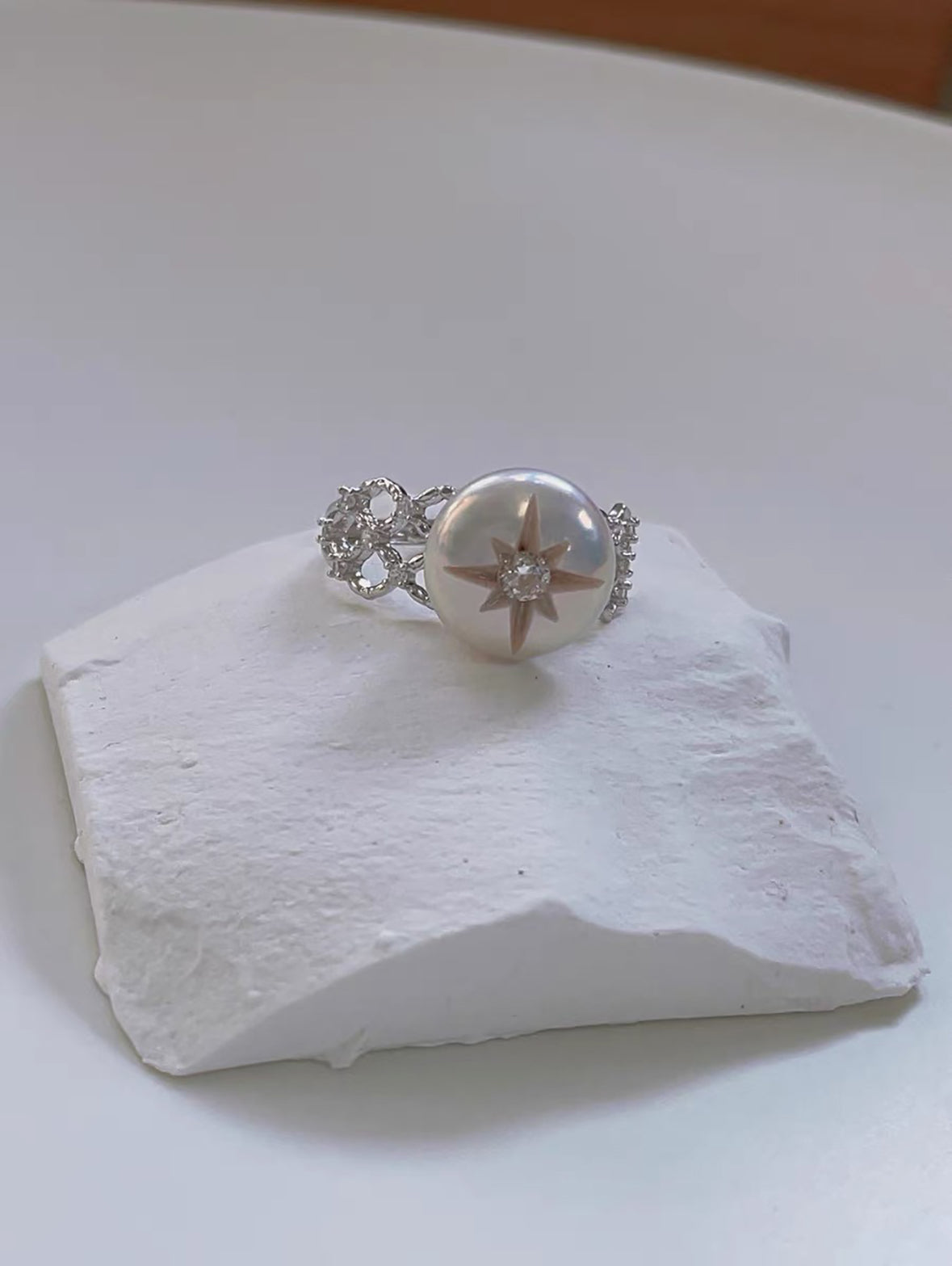 Hexagram Star Pearl Ring