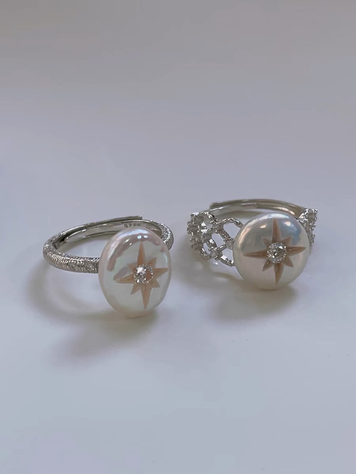 Hexagram Star Pearl Ring