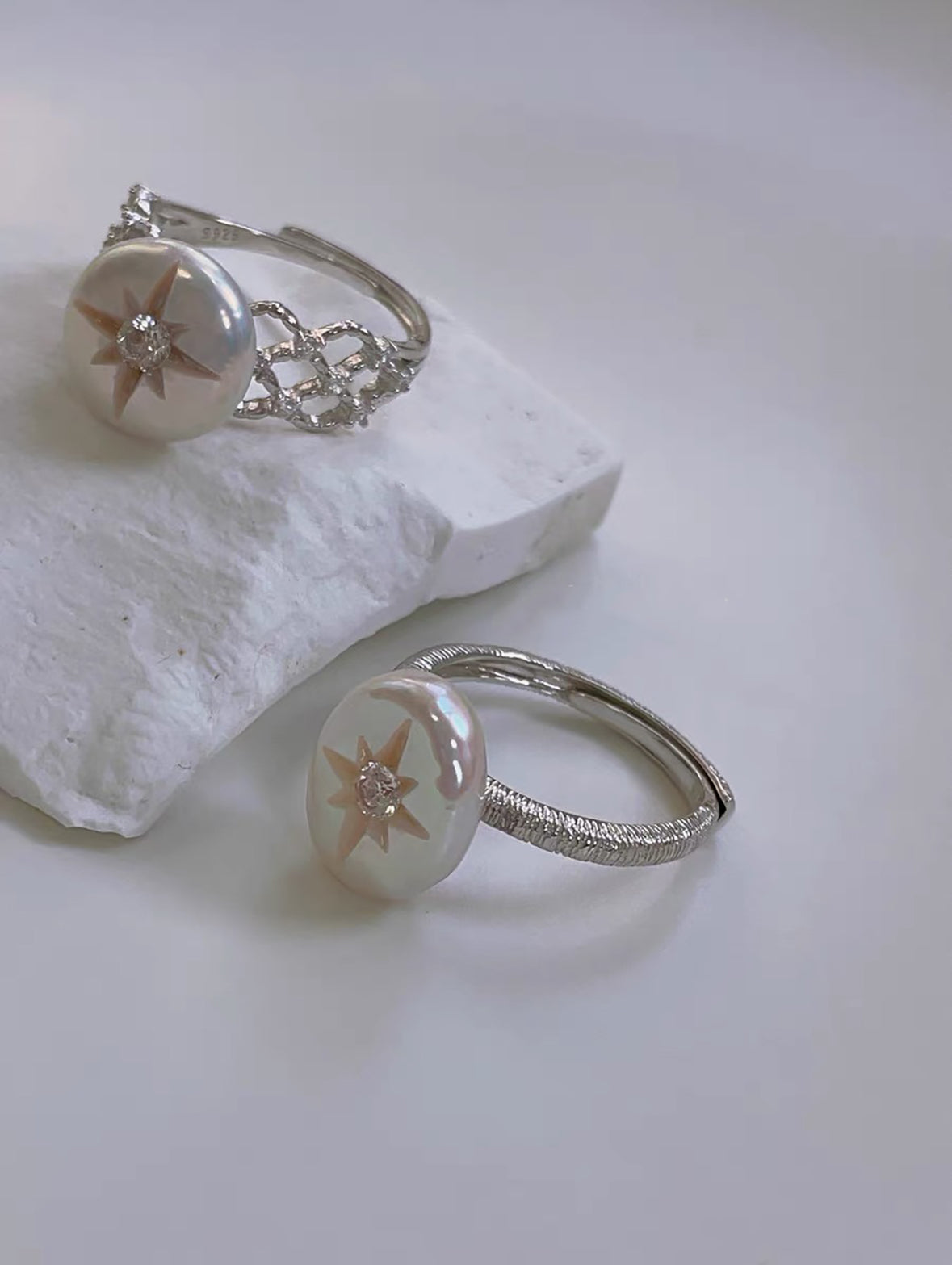 Hexagram Star Pearl Ring