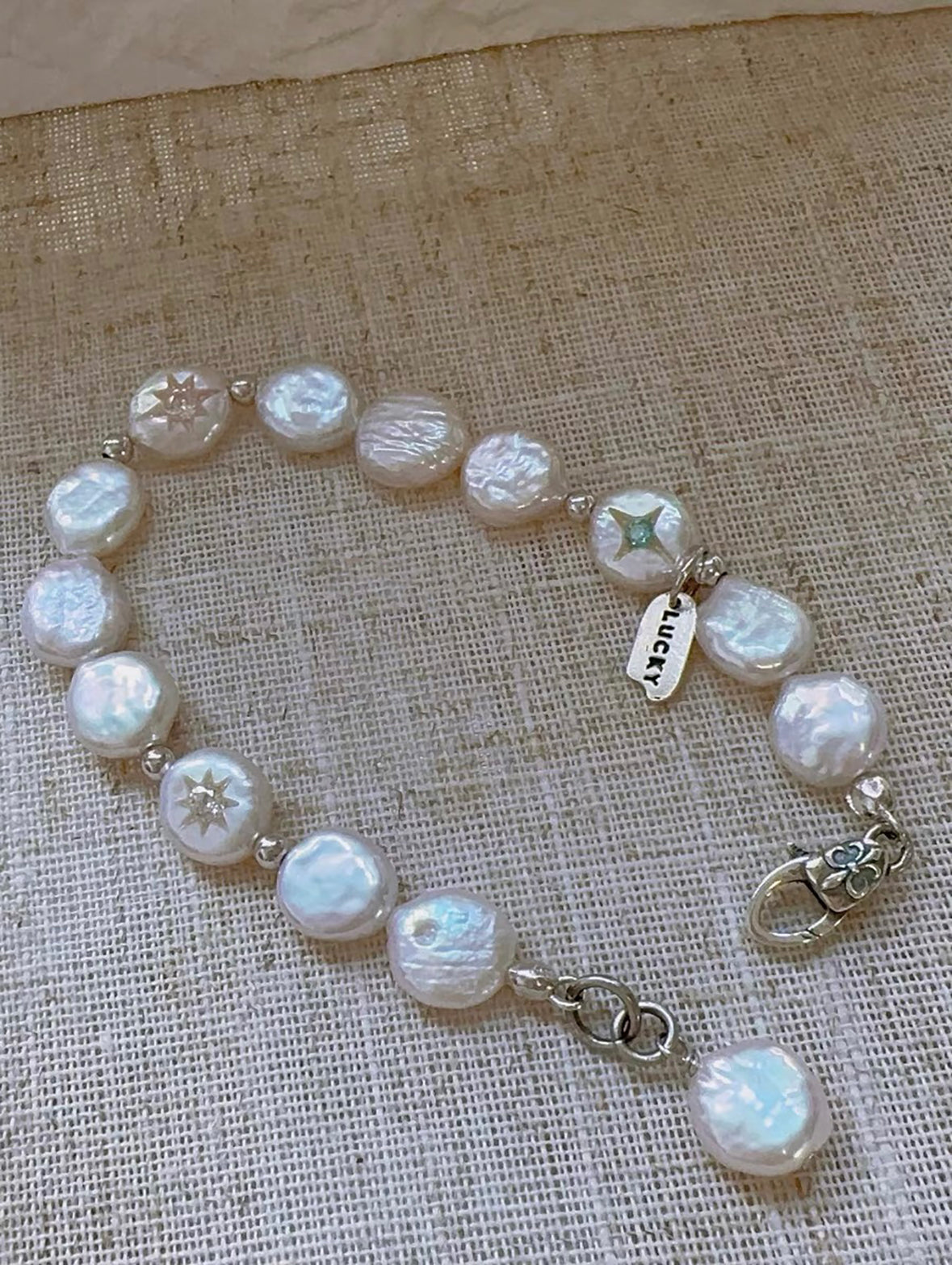 Charm  Button Pearl Bracelet