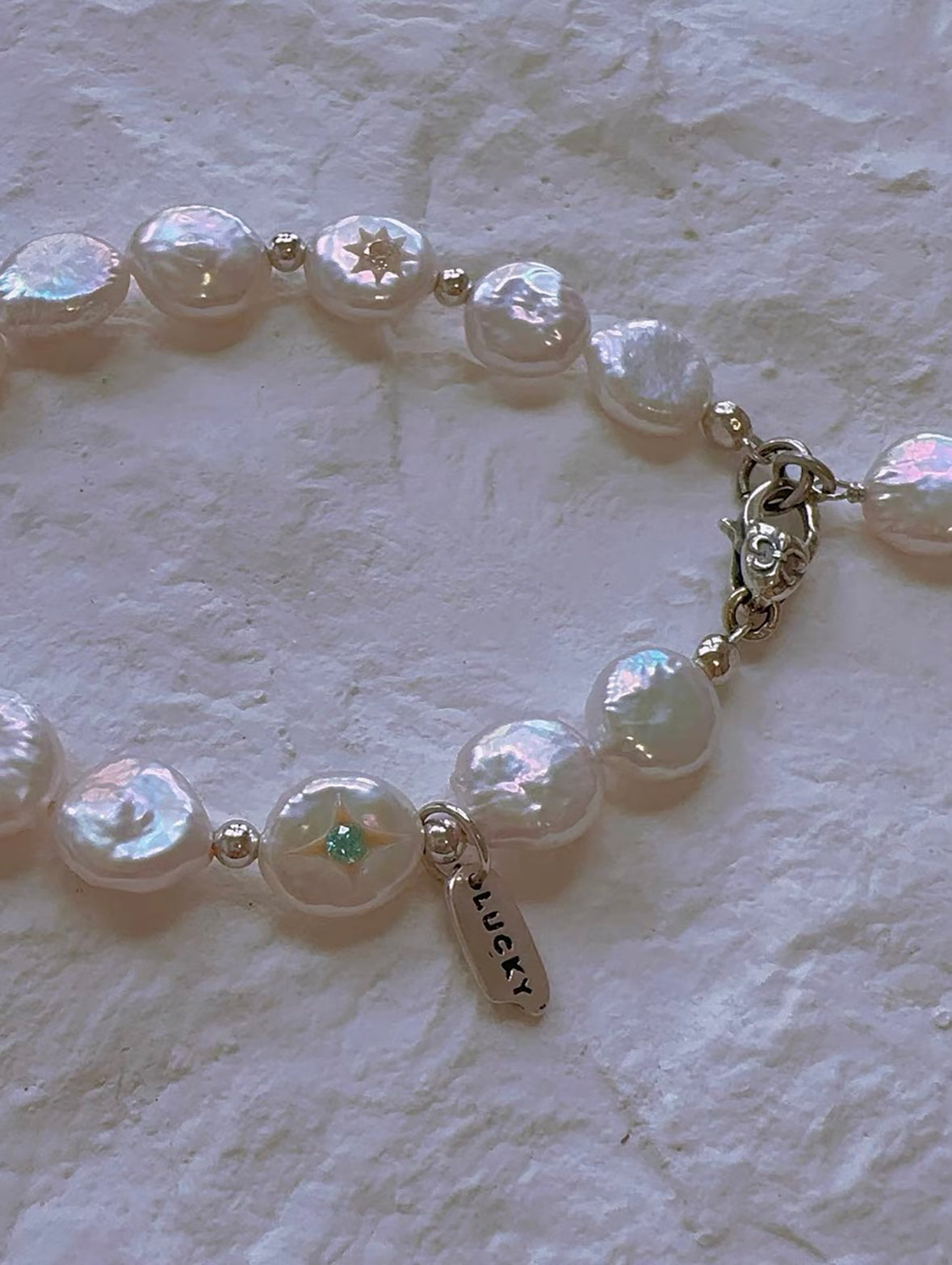 Charm  Button Pearl Bracelet