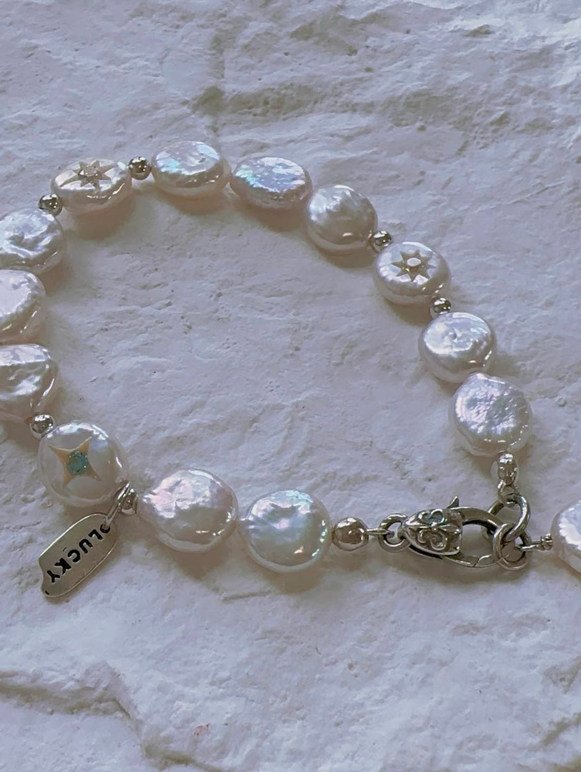 Charm  Button Pearl Bracelet