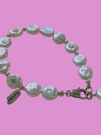 Charm  Button Pearl Bracelet