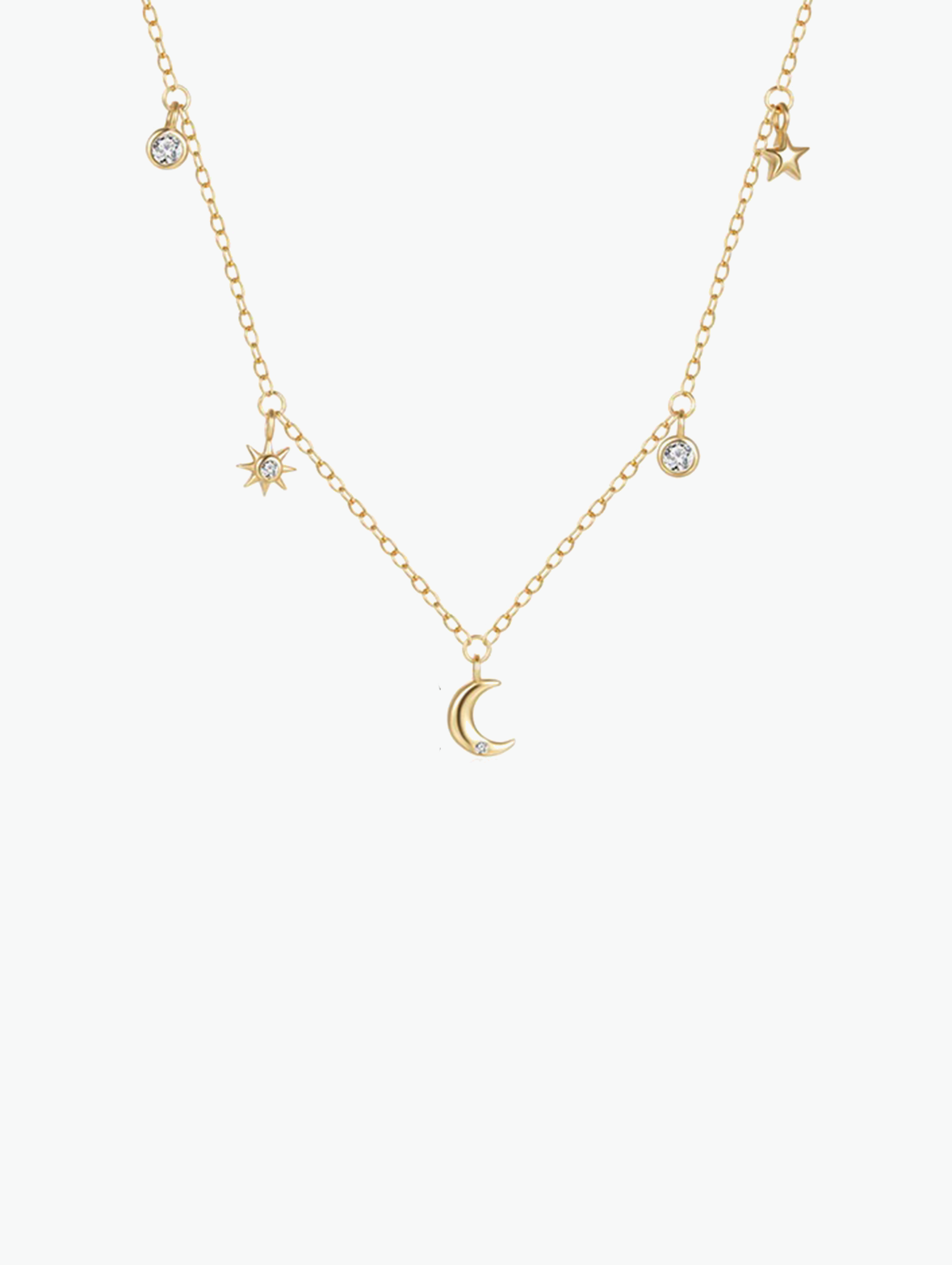 Star & Moon Diamond Layered Necklace