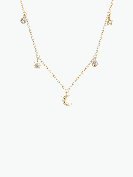 Star & Moon Diamond Layered Necklace