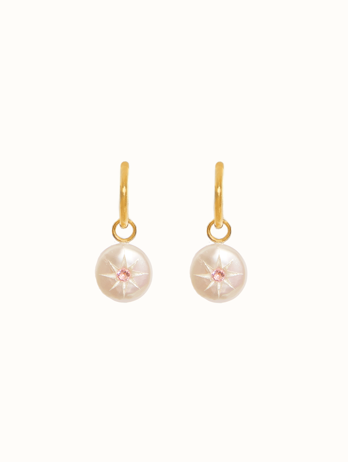 Carved Button Pearl Earrings