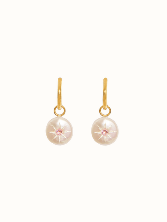 Carved Button Pearl Earrings