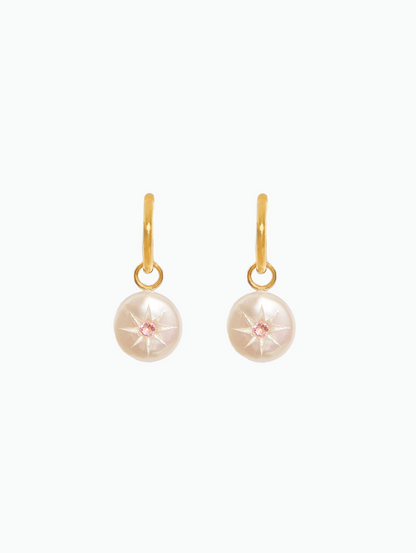 Carved Button Pearl Earrings