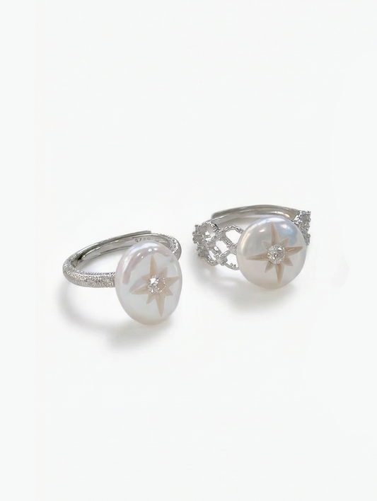 Hexagram Star Pearl Ring
